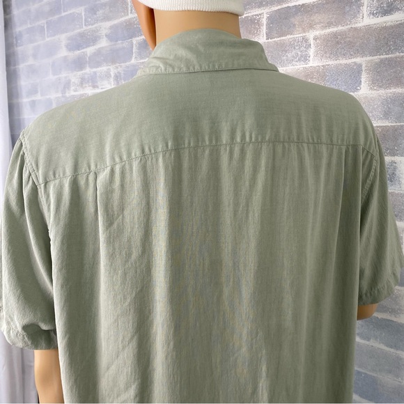 Men’s AXIST Washable Silk Button Up Collared Short Sleeve Shirt Size XXL Seafoam - Picture 12 of 13